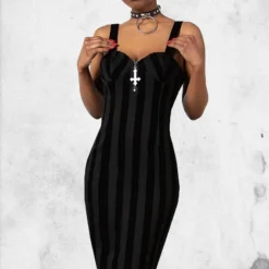 Back From The Dead Bodycon Dress -Mortem Horror Shop black denim dress