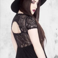 Bella Morte Lost Babydoll Dress 7 Bella Morte Lost Babydoll Dress -Mortem Horror Shop black dress gothic