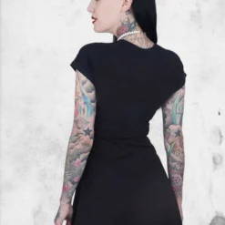 Skeleton Flare Dress -Mortem Horror Shop black skeleton dress