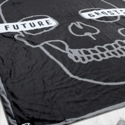 Future Ghost Skull Throw Blanket -Mortem Horror Shop creepy skull blanket