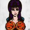 Elvira - Pumpkin Spinner (Enamel Pin) -Mortem Horror Shop elvira pumpkin enamel pin