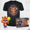 Five Nights At Freddys - Foxy Pop! Vinyl Figure (Flocked) With Adult Pop! T-Shirt -Mortem Horror Shop five nights freddy foxy flocked pop