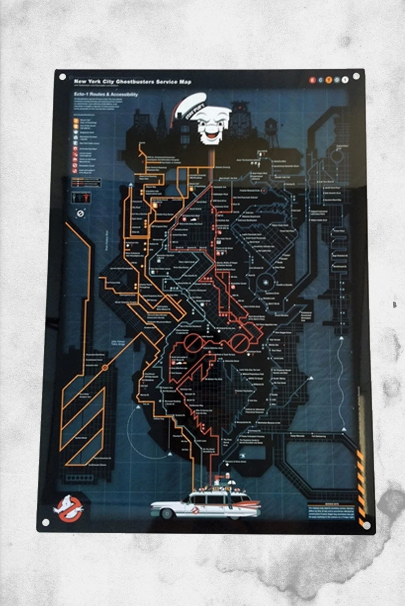 Ghostbusters - NYC Subway Map (Aluminum Sign) 3 Ghostbusters - NYC Subway Map (Aluminum Sign)