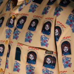 Chucky "Friends 'Till The End" Button-Up -Mortem Horror Shop good guy chucky button up universal