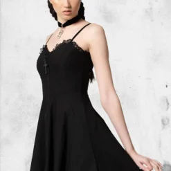 Zaleria Zip Dress -Mortem Horror Shop gothic black zip dress killstar