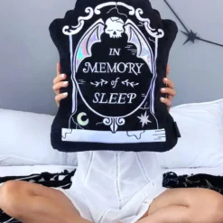 Gravestone Plush Pillow -Mortem Horror Shop gravestone tombstone shaped pillow