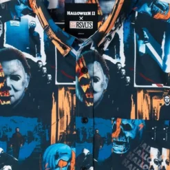 Halloween II "Mural Of A Madman" Button-Up -Mortem Horror Shop halloween michael myers shirt madman