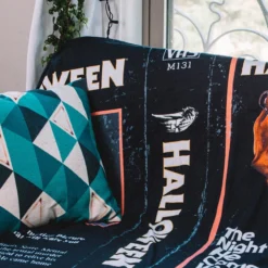 Halloween VHS Throw Blanket -Mortem Horror Shop halloween movie blanket