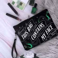 This Bag Contains Makeup Bag -Mortem Horror Shop halloween themed horror killstar my face makeup bag