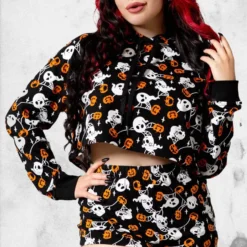 Haunted Pumpkin Cropped Hoodie