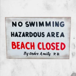 TRICK OR TREAT STUDIOS JAWS - No Swimming Beach (Wooden Sign)