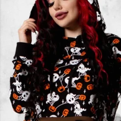 Haunted Pumpkin Cropped Hoodie -Mortem Horror Shop killstar cropped halloween hoodie