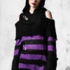 Salvia Hooded Knit Sweater -Mortem Horror Shop killstar knit sweater purple