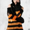 Bootiful Hooded Knit Sweater 2 Bootiful Hooded Knit Sweater -Mortem Horror Shop killstar oranger black sweater