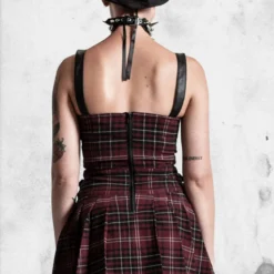 Distortion Pleated Dress -Mortem Horror Shop killstar tartan dress distortion pleated