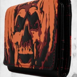 LOUNGEFLY Halloween 2 - Michael Myers Pumpkin Tri-Fold Wallet -Mortem Horror Shop michael myers loungefly wallet pumpkin halloween
