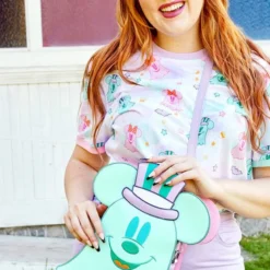 LOUNGEFLY Disney - Pastel Ghost Mickey And Minnie Mouse Glow Crossbody Bag -Mortem Horror Shop mickey minnie crossbody purse