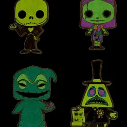 The Nightmare Before Christmas - Blacklight Reactive Set (Enamel Pins) -Mortem Horror Shop nightmar echristmas blacklight pin set