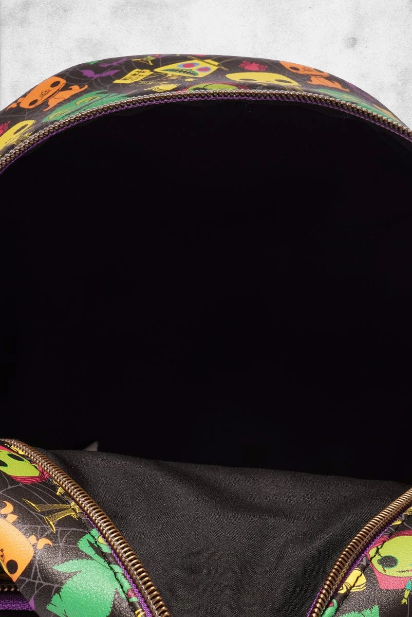 LOUNGEFLY Nightmare Before Christmas - Blacklight Print Mini-Backpack 5 LOUNGEFLY Nightmare Before Christmas - Blacklight Print Mini-Backpack - Image 3