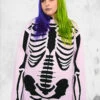 My Violet Spooky Scary Skeleton Sweater Dress -Mortem Horror Shop pink skeleton sweater dress foxblood