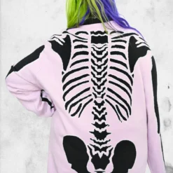 Mortem Horror Shop -Mortem Horror Shop pink skeleton sweater dress halloween