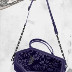 Vampire's Kiss Coffin Purse (Plum) -Mortem Horror Shop pruple killstar plum handbag coffin