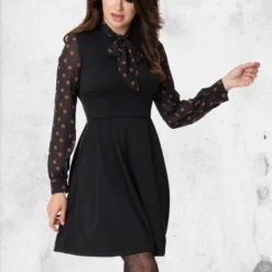 Pumpkin Print Fit & Flare Dress