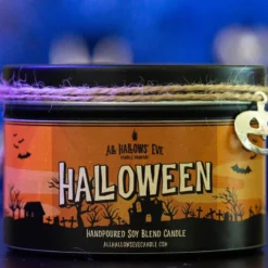 Halloween (Pumpkin Caramel) - Wood Wick Candle -Mortem Horror Shop pumpkin halloween scented soy candle