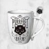 Purrfect Brew Cup And Spoon -Mortem Horror Shop purfect brew cat coffee spoon