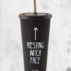 Resting Witch Face Cold Brew Tumbler -Mortem Horror Shop resting witch face mug