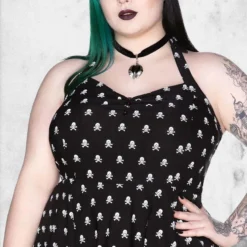 Bad 2 The Bone Sun Dress -Mortem Horror Shop skull and crossbones plus size dress