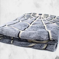 Spiderweb (Glow In The Dark) Throw Fleece Blanket -Mortem Horror Shop spiderweb glowing blanket