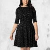 Bat Print Stephanie Flare Dress -Mortem Horror Shop spooky bat dress goth