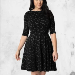 Bat Print Stephanie Flare Dress