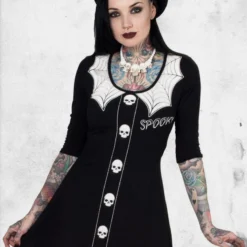 Spooky Girl 3/4 Sleeve Flare Dress