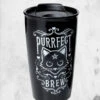 Purrfect Brew Double Walled Tumbler -Mortem Horror Shop spooky purrfect brew cup halloween goth