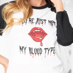 Not My Blood Type Raglan T-Shirt -Mortem Horror Shop unique vintage halloween shirt