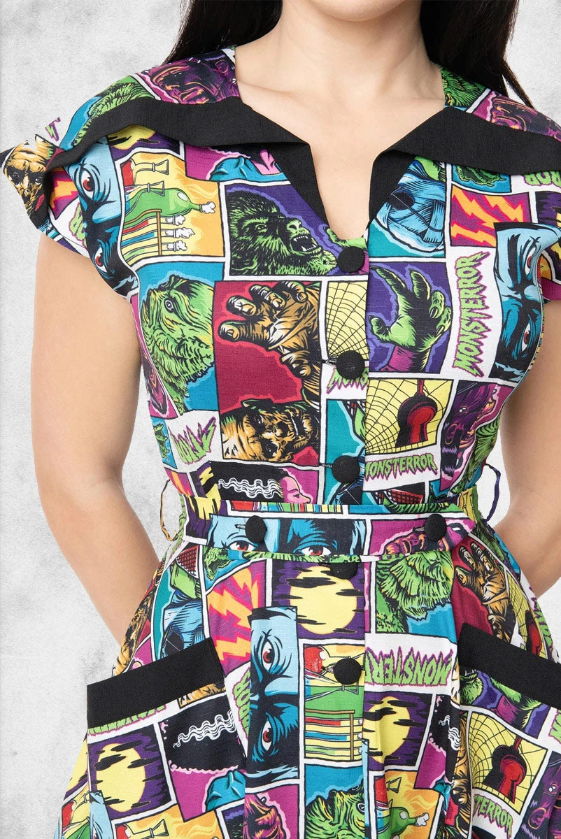Universal Monsters - Monsterror Print Swing Dress 3 Universal Monsters - Monsterror Print Swing Dress - Image 2