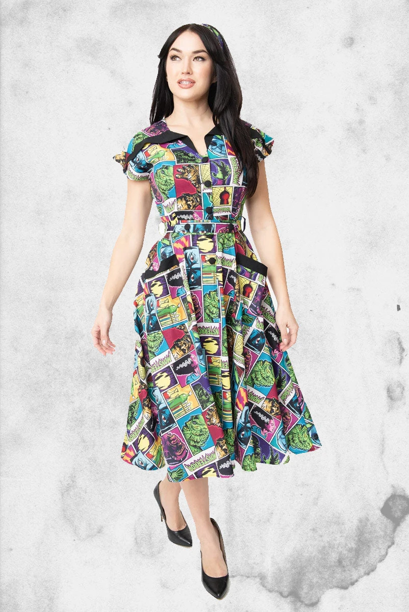 Universal Monsters - Monsterror Print Swing Dress 2 Universal Monsters - Monsterror Print Swing Dress
