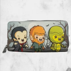LOUNGEFLY Universal Monsters - Chibi Line Zip Around Wallet
