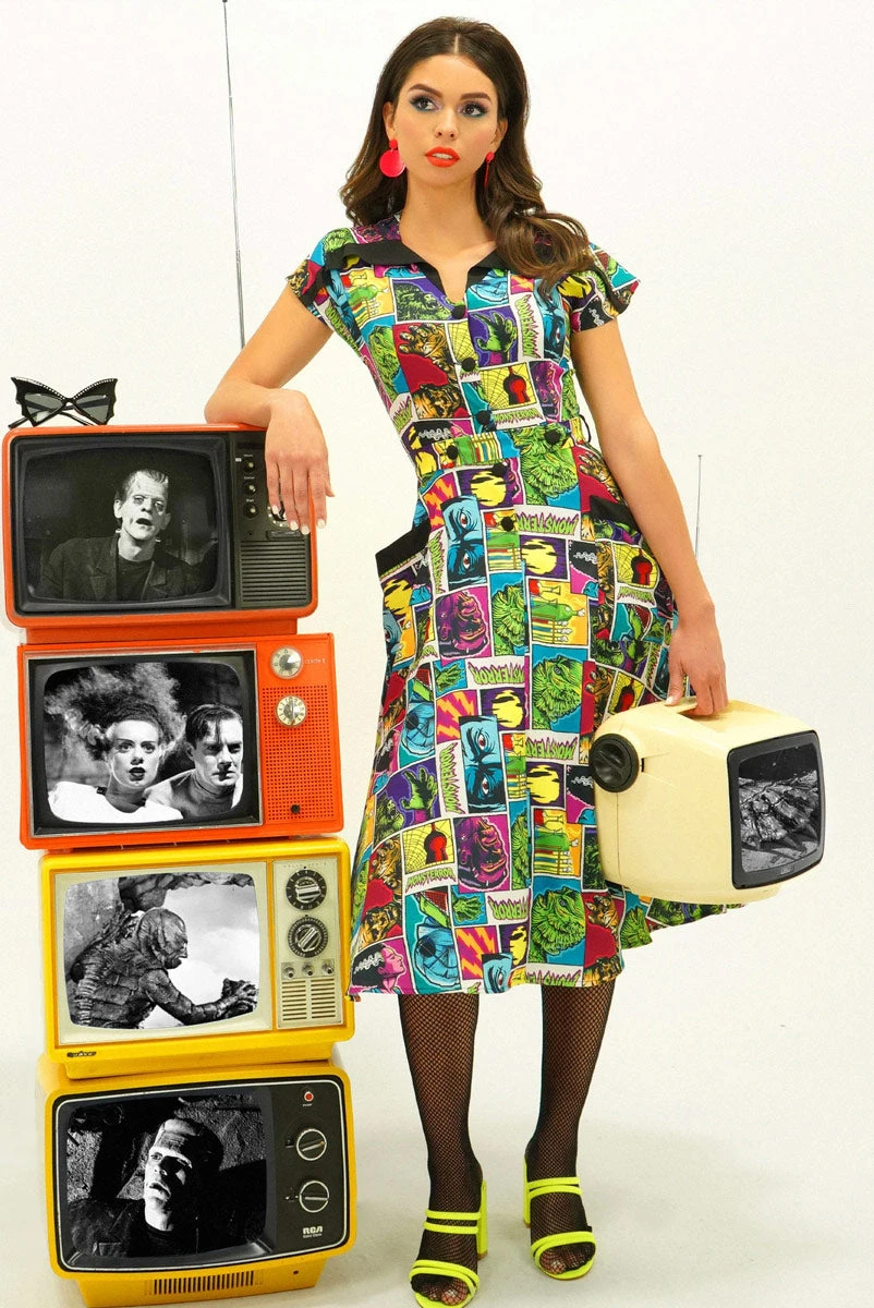 Universal Monsters - Monsterror Print Swing Dress 5 Universal Monsters - Monsterror Print Swing Dress - Image 4